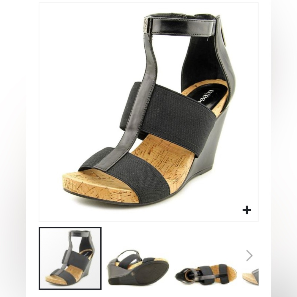 BCBG Barlee Women's Black Wedge Sandals